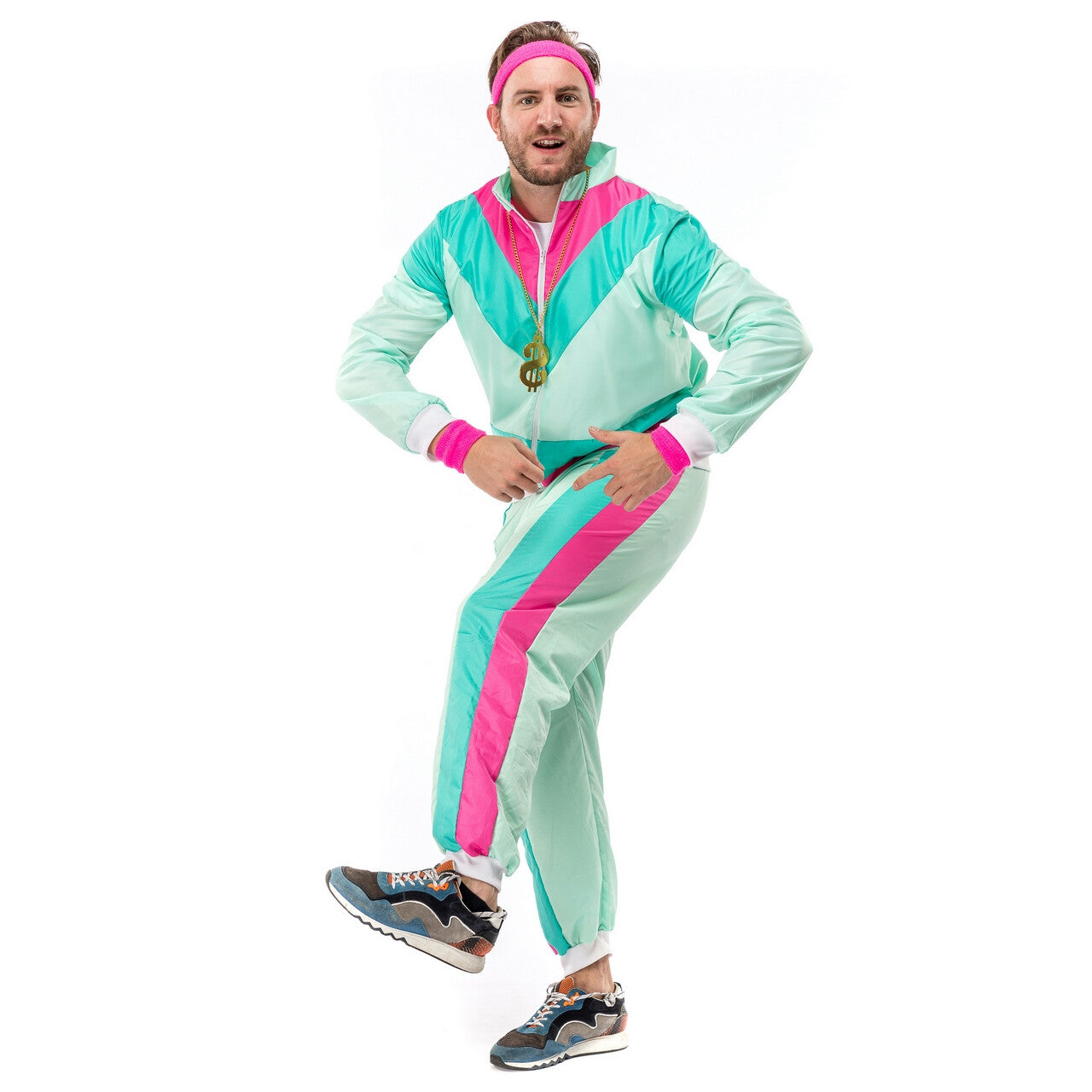 Op deze afbeelding zie je een Kostuums, van het merk Original Replicas. 80s Trainingspak Dancing David Man Kostuum
