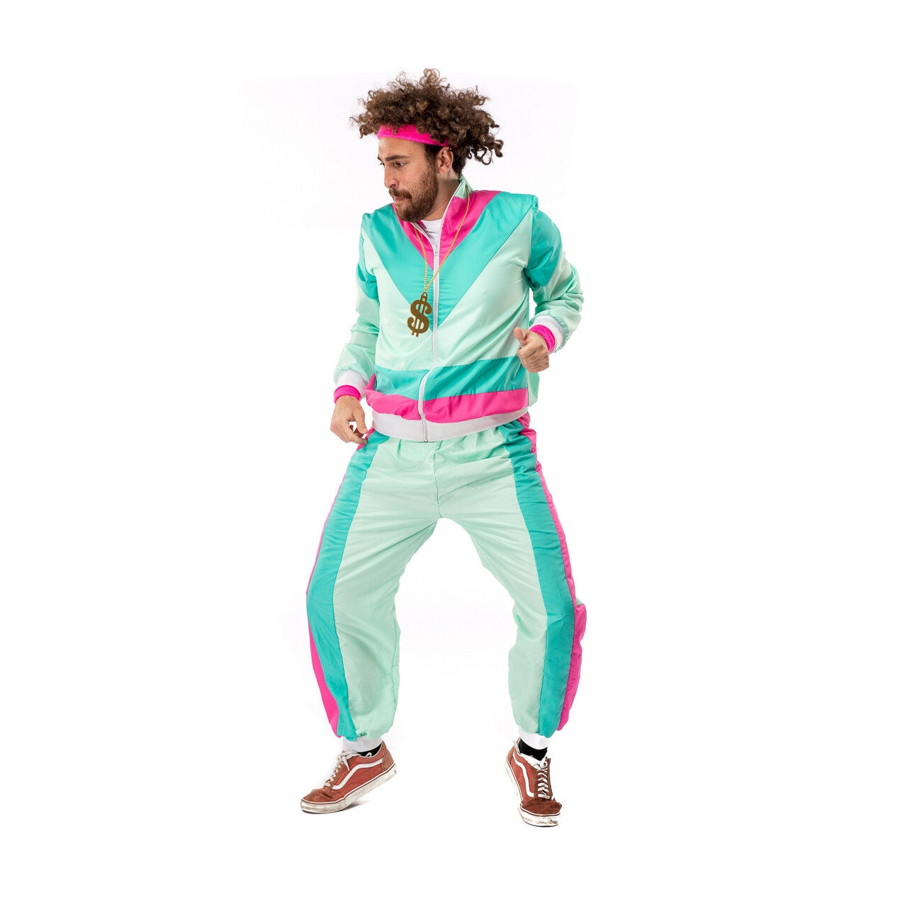 Op deze afbeelding zie je een Kostuums, van het merk Original Replicas. 80s Trainingspak Dancing David Man Kostuum