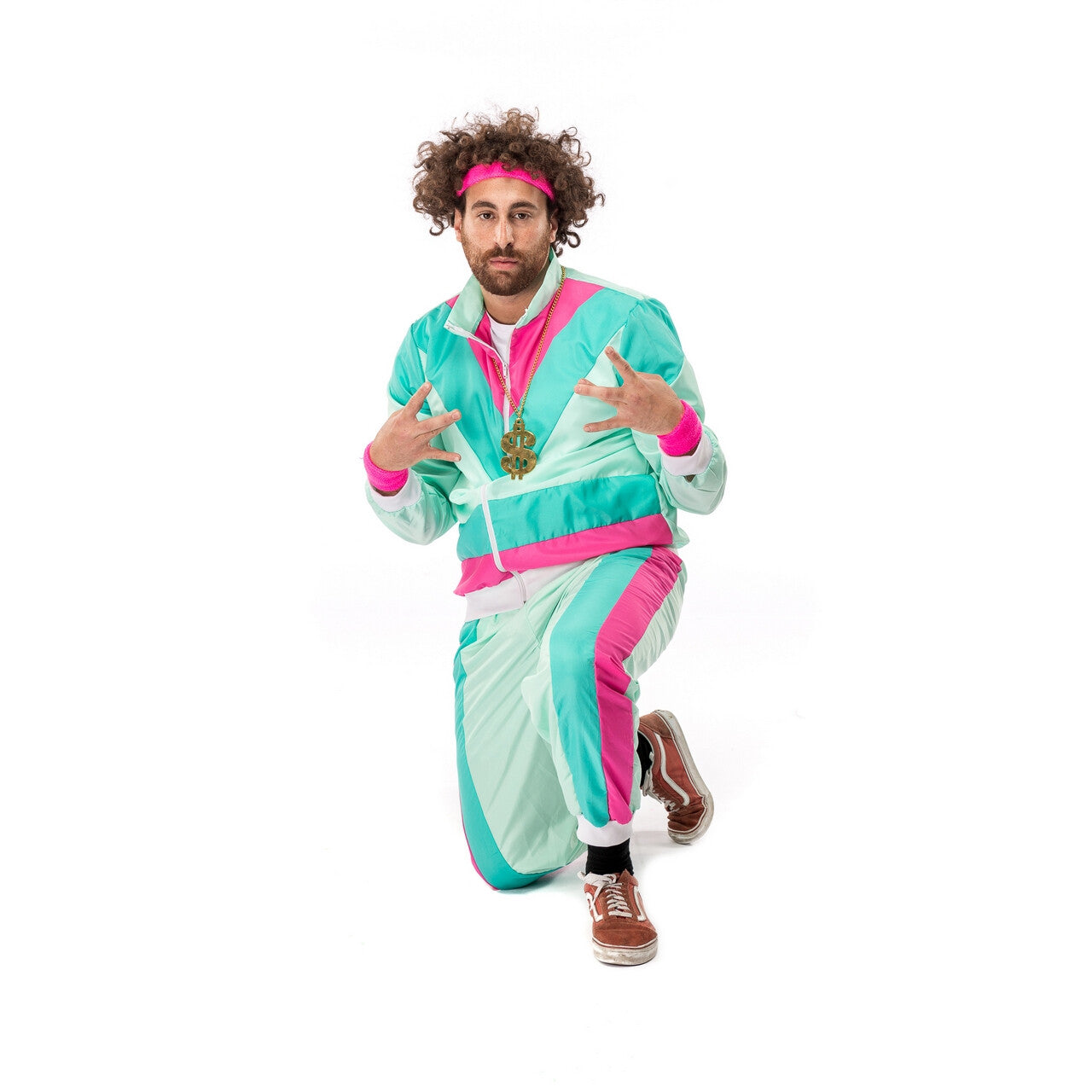 Op deze afbeelding zie je een Kostuums, van het merk Original Replicas. 80s Trainingspak Dancing David Man Kostuum