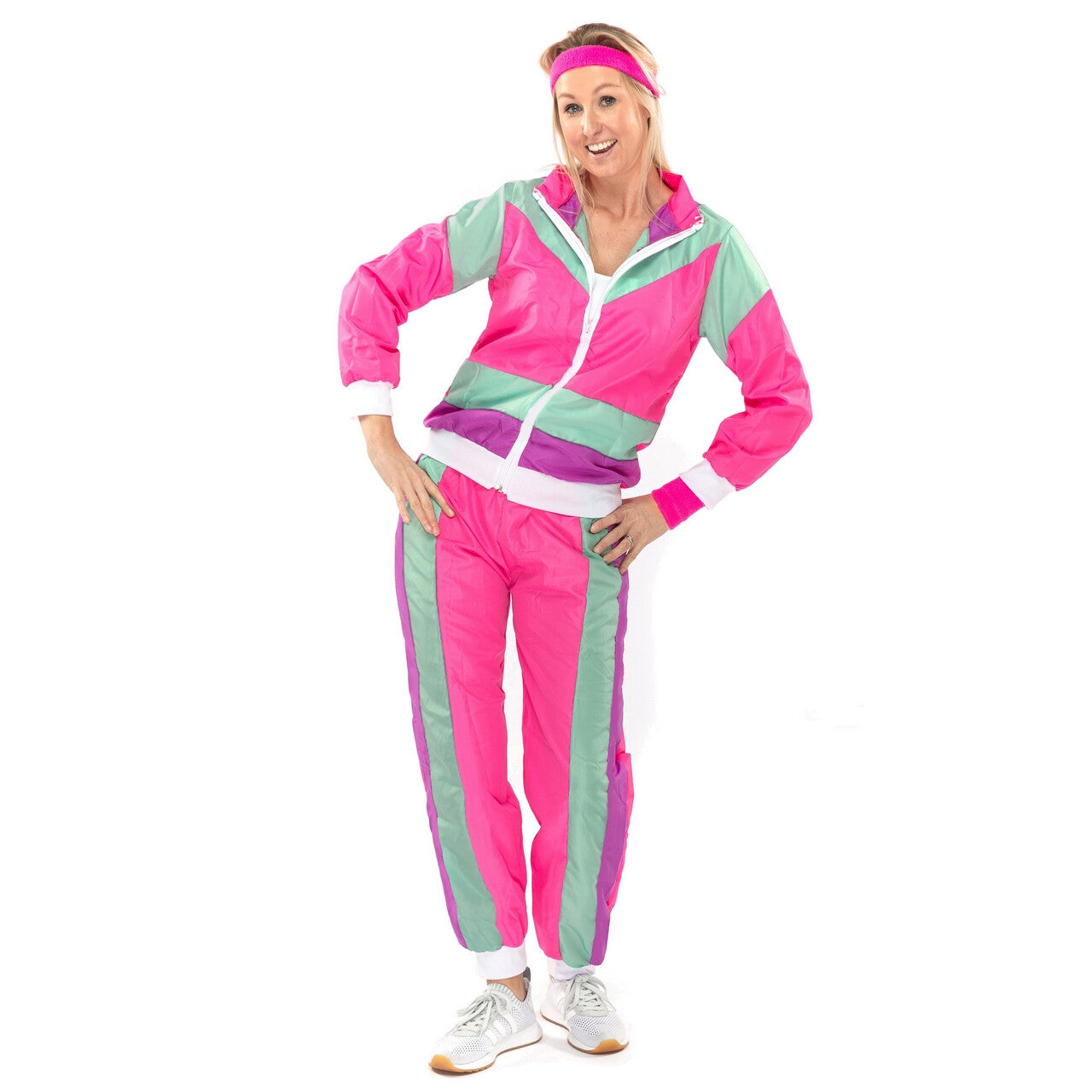 Op deze afbeelding zie je een Kostuums, van het merk Original Replicas. 80s Trainingspak Shining Shirley Vrouw Kostuum