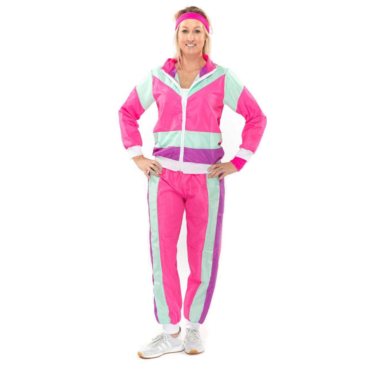Op deze afbeelding zie je een Kostuums, van het merk Original Replicas. 80s Trainingspak Shining Shirley Vrouw Kostuum