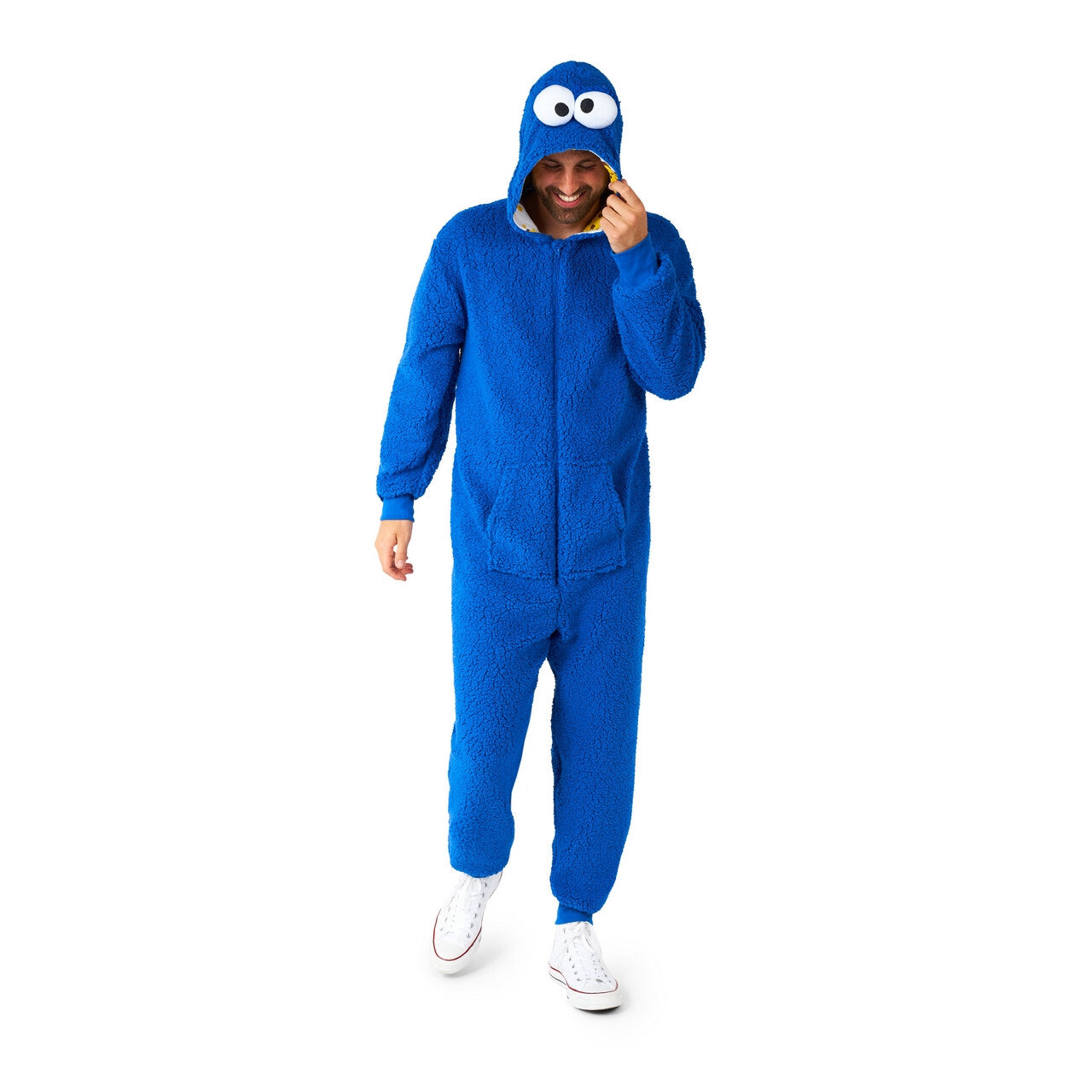 Op deze afbeelding zie je een Kostuums, van het merk Opposuits. Cookie Monster Sesamstraat Onesie Kostuum