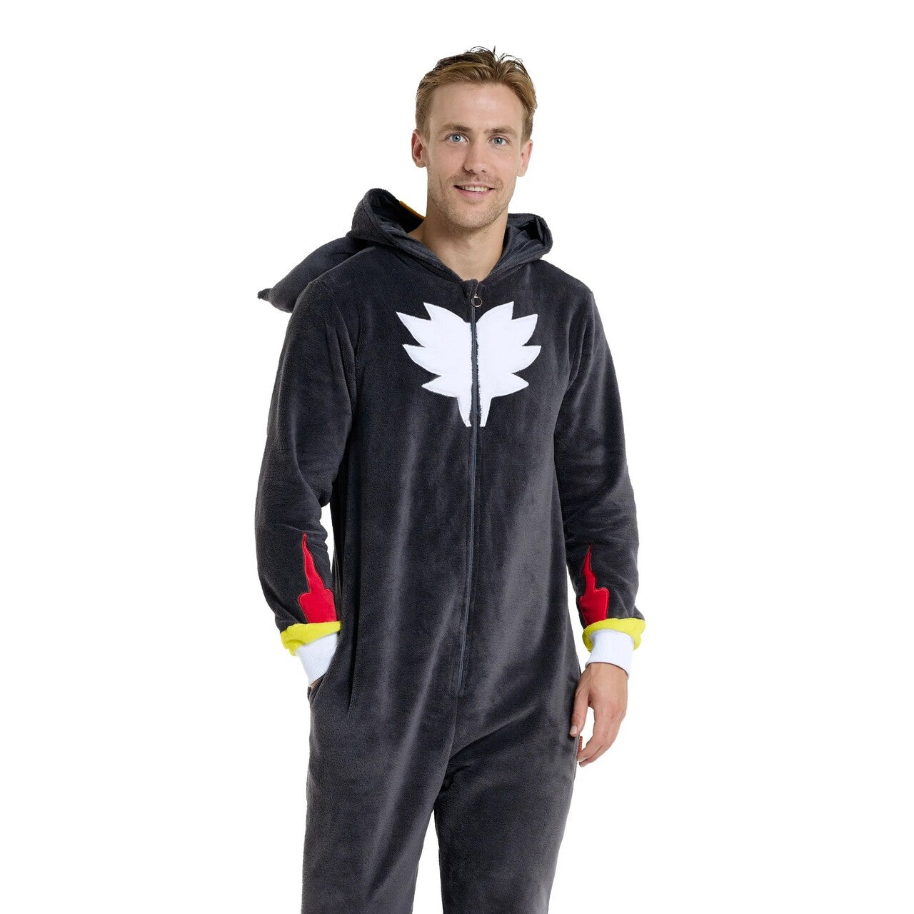Op deze afbeelding zie je een Kostuums, van het merk Opposuits. Shadow Relax Onesie Man Kostuum