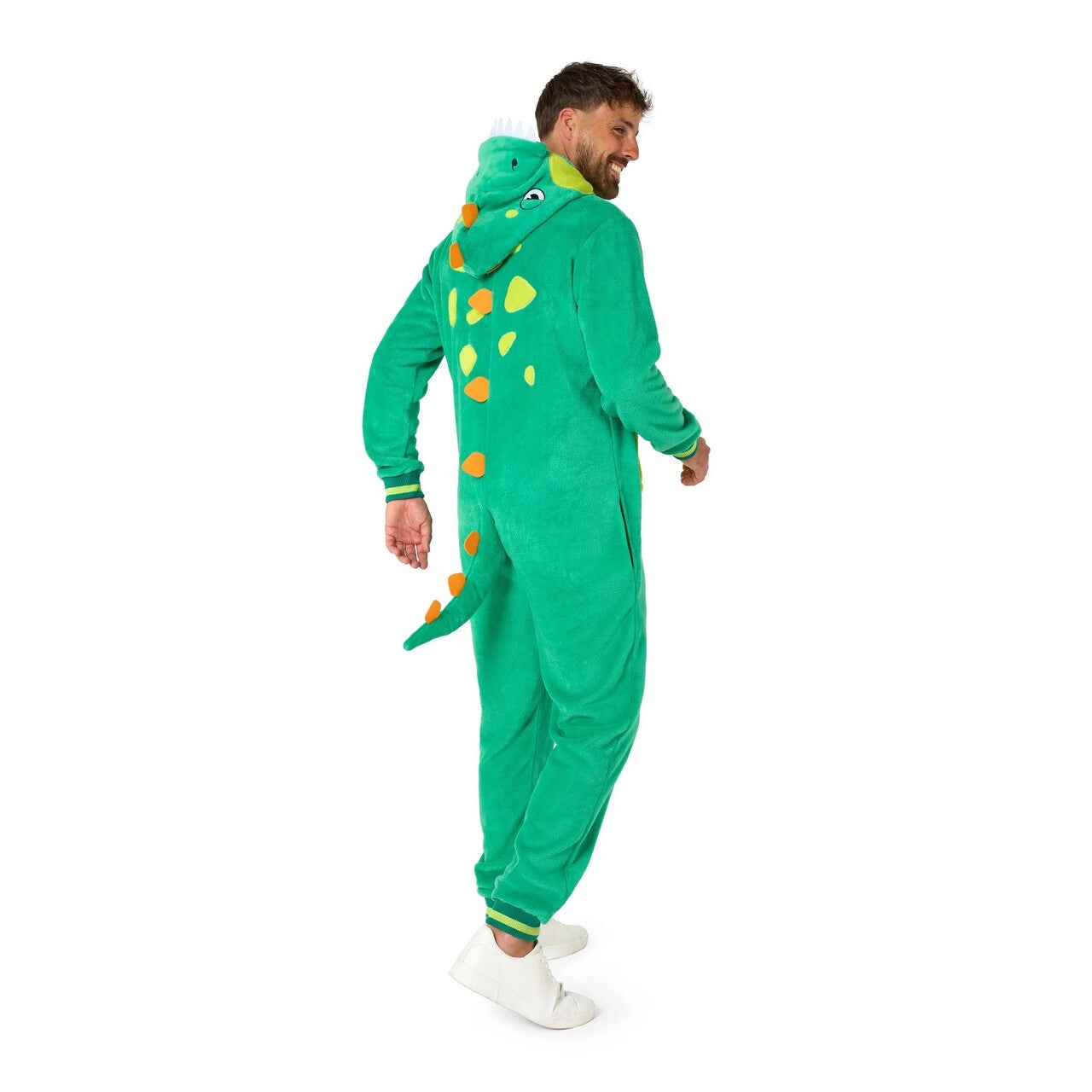 Op deze afbeelding zie je een Kostuums, van het merk Opposuits. Donny Dinosaur Onesie Man Kostuum