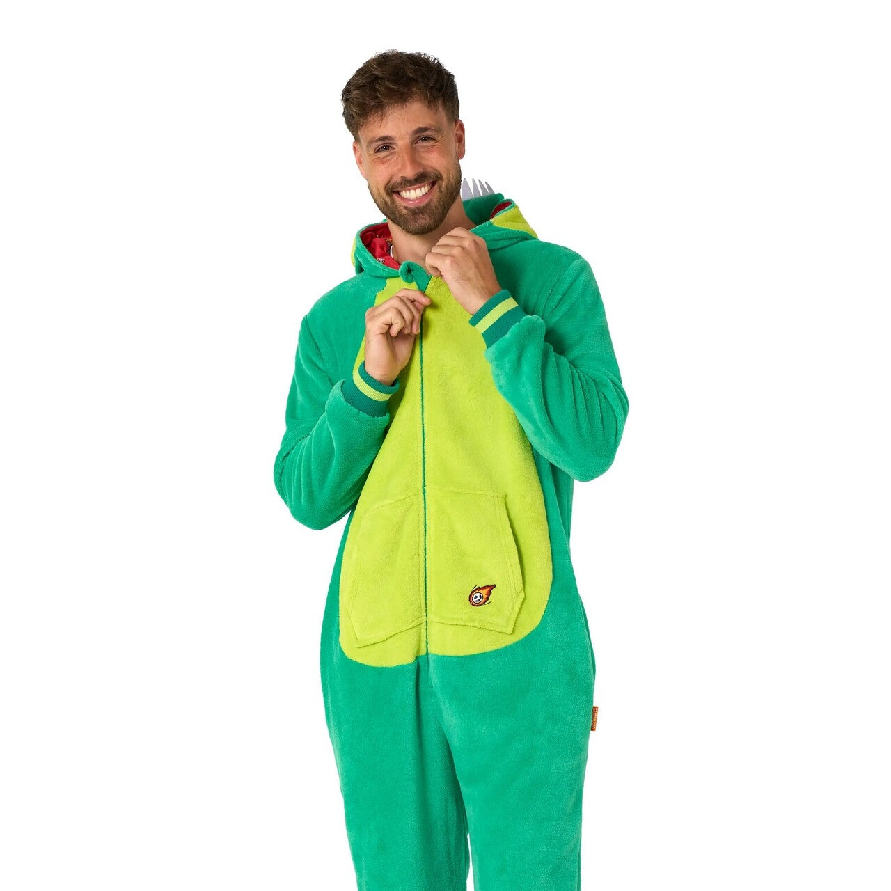 Op deze afbeelding zie je een Kostuums, van het merk Opposuits. Donny Dinosaur Onesie Man Kostuum