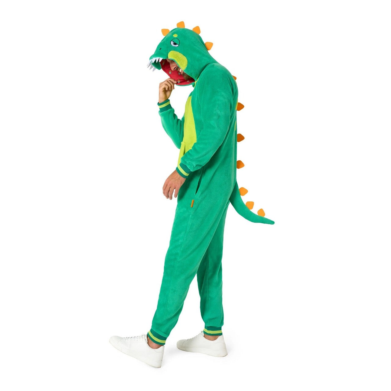 Op deze afbeelding zie je een Kostuums, van het merk Opposuits. Donny Dinosaur Onesie Man Kostuum