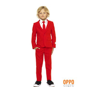 Op deze afbeelding zie je een Kostuums, van het merk Opposuits. Intense Red Devil Opposuit Jongen Kostuum