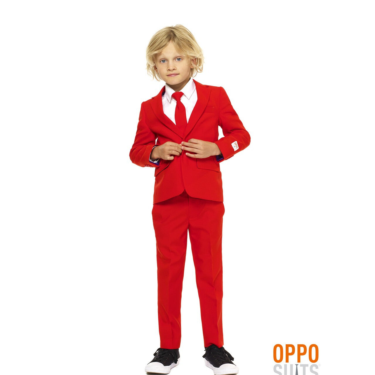 Op deze afbeelding zie je een Kostuums, van het merk Opposuits. Intense Red Devil Opposuit Jongen Kostuum