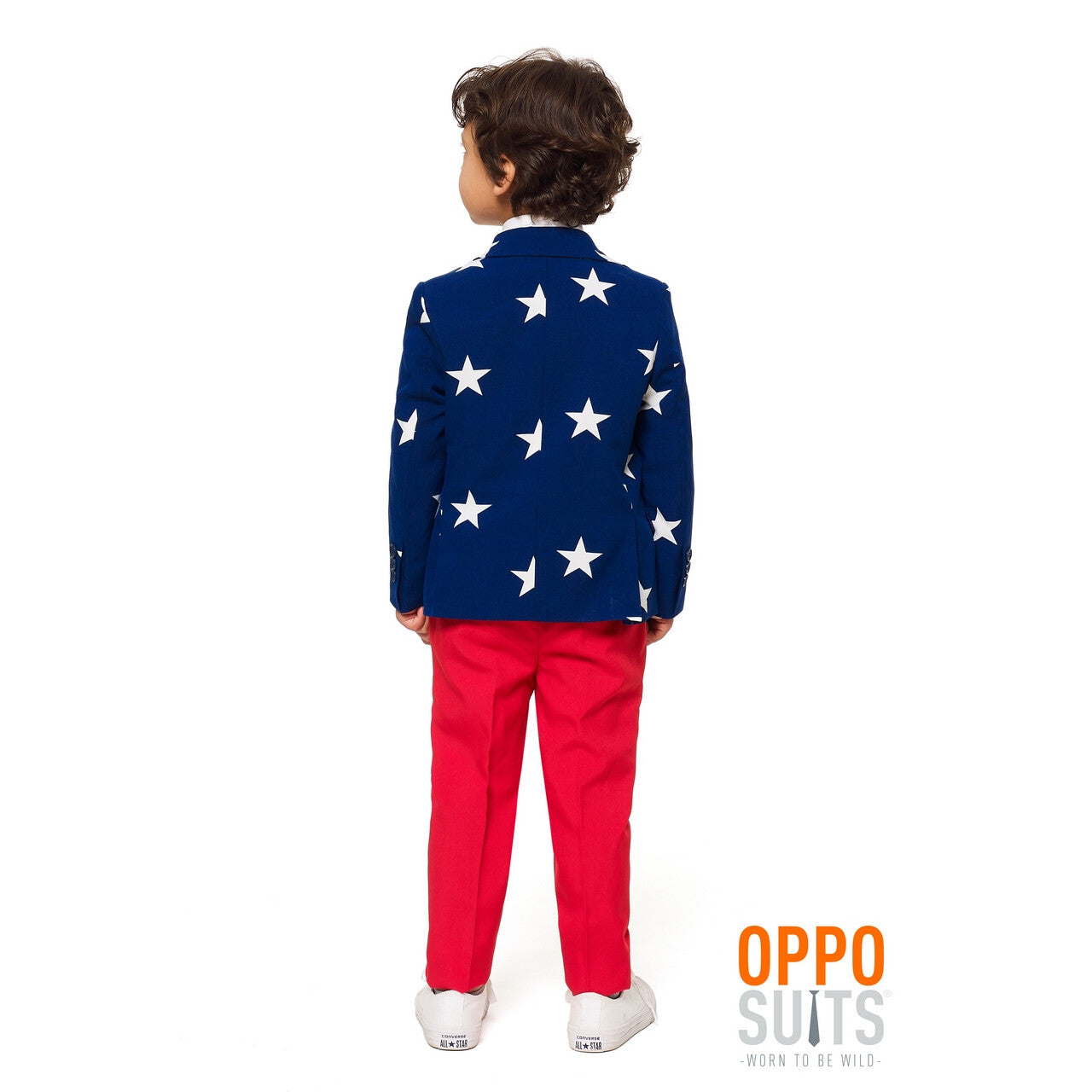 Op deze afbeelding zie je een Kostuums, van het merk Opposuits. Stars & Stripes USA Jongen Kostuum