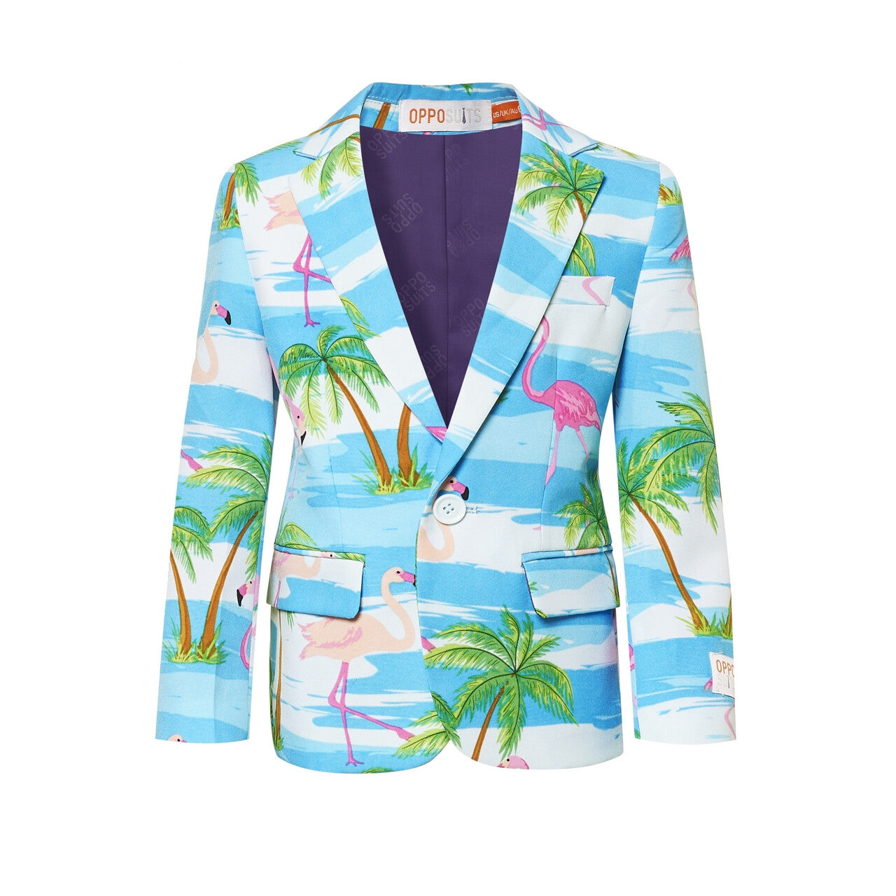 Op deze afbeelding zie je een Kostuums, van het merk Opposuits. Tropisch Flaminguy Jongen Kostuum
