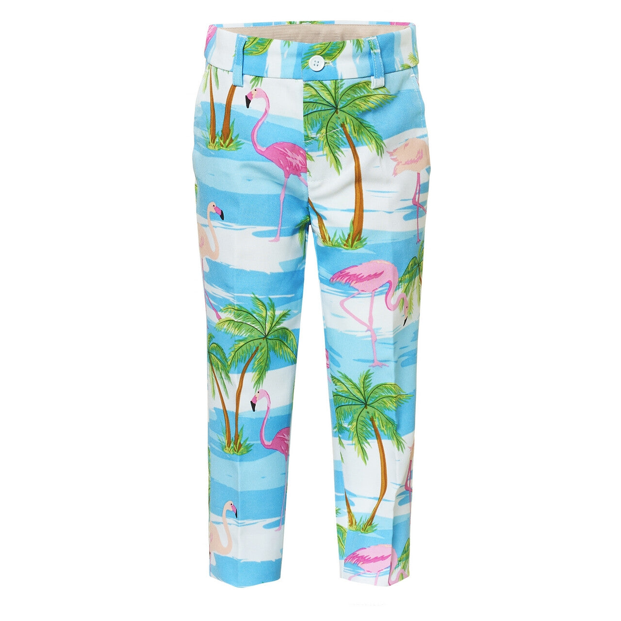 Op deze afbeelding zie je een Kostuums, van het merk Opposuits. Tropisch Flaminguy Jongen Kostuum
