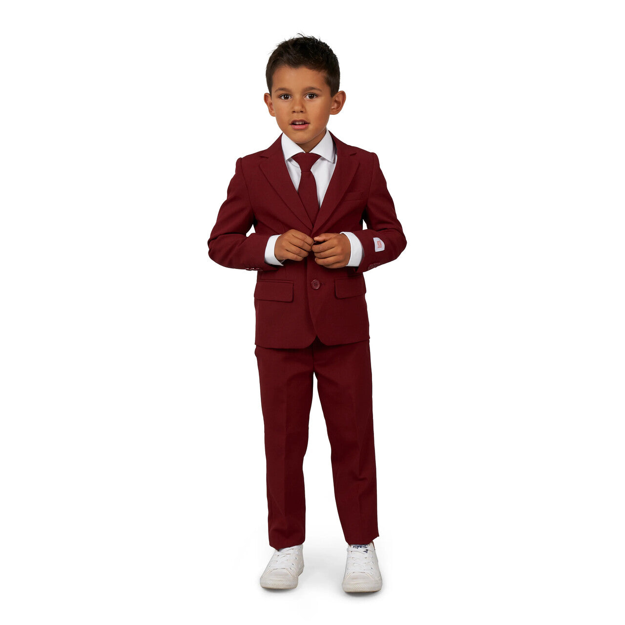 Op deze afbeelding zie je een Kostuums, van het merk Opposuits. Boys Strak In Rood Pak Jongen