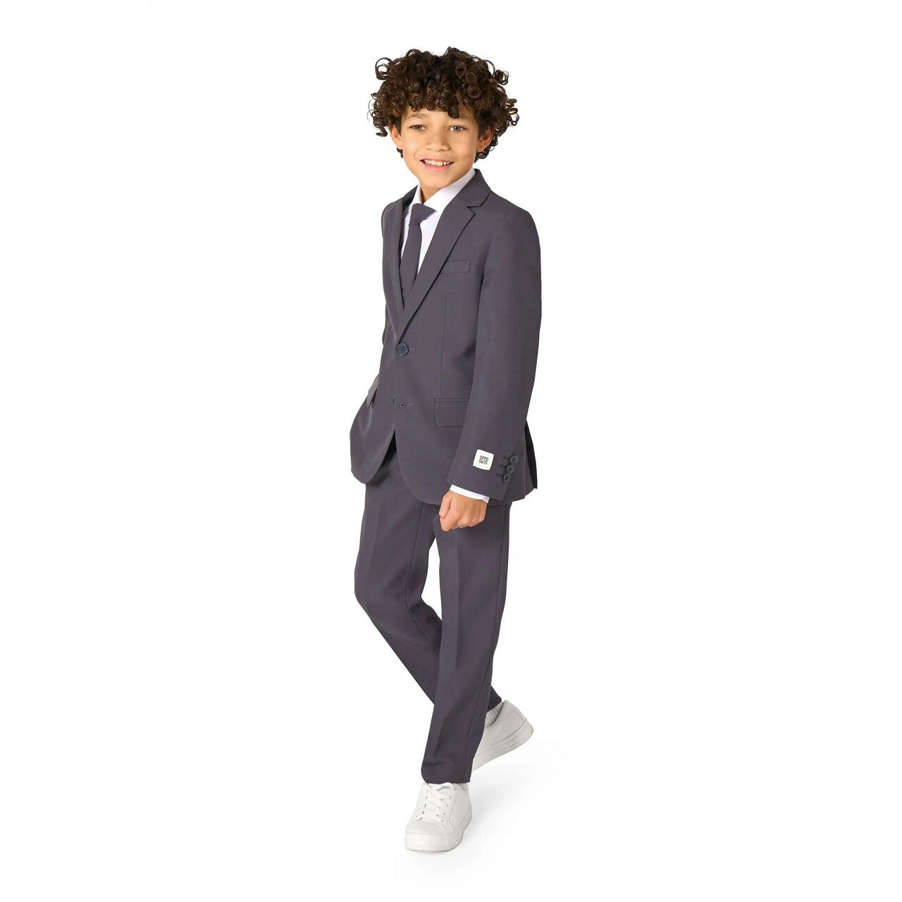 Op deze afbeelding zie je een Kostuums, van het merk Opposuits. Super Net Strak Pak Grijs Jongen