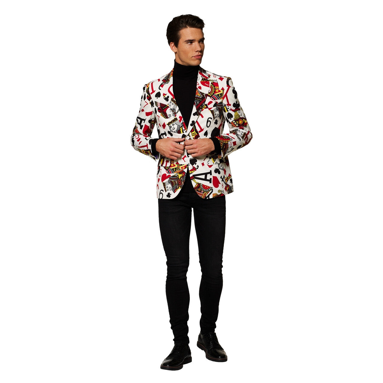 Op deze afbeelding zie je een Kostuums, van het merk Opposuits. King Of Clubs Pokerface Man