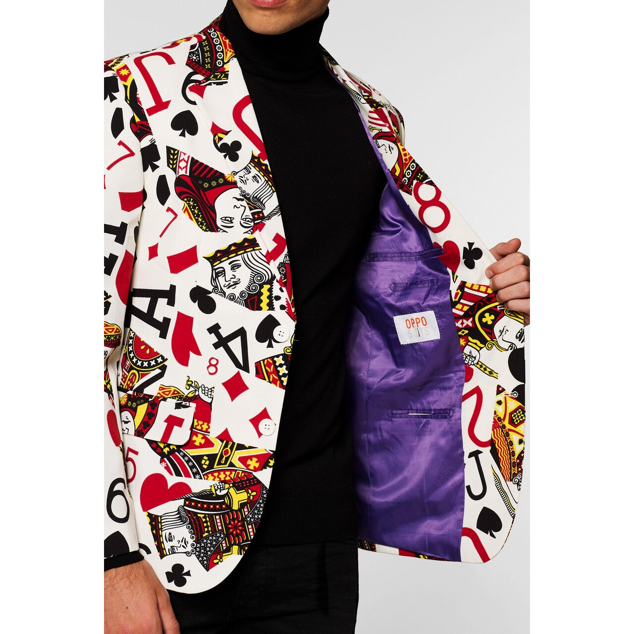 Op deze afbeelding zie je een Kostuums, van het merk Opposuits. King Of Clubs Pokerface Man