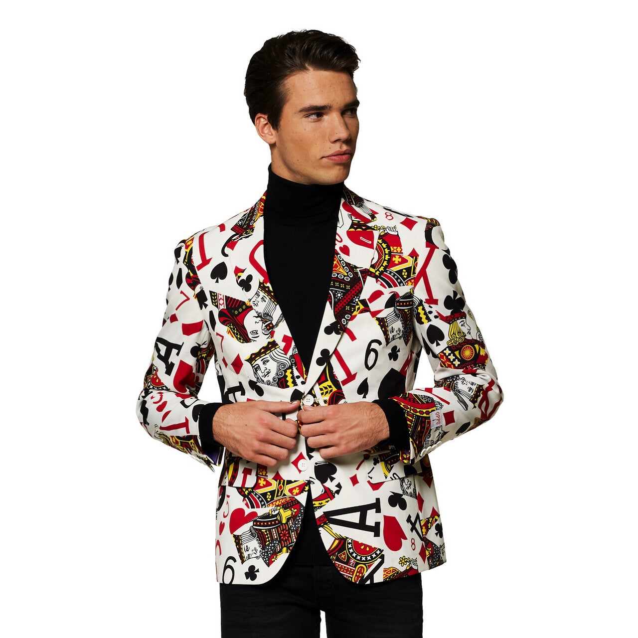 Op deze afbeelding zie je een Kostuums, van het merk Opposuits. King Of Clubs Pokerface Man