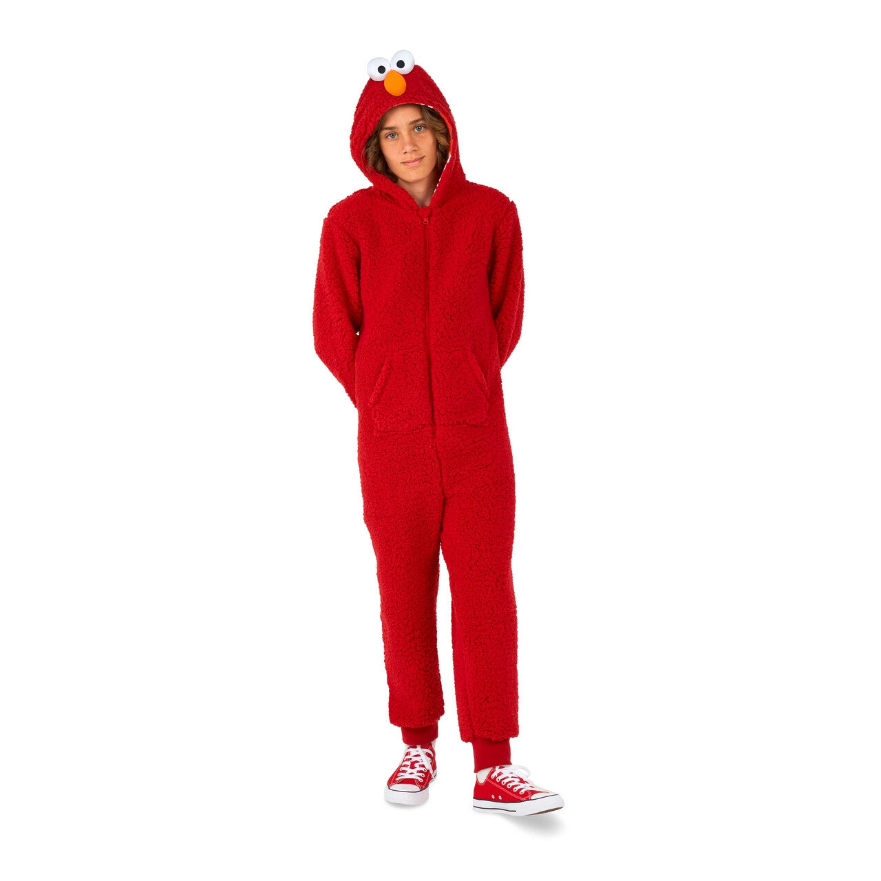 Op deze afbeelding zie je een Kostuums, van het merk Opposuits. Elmo™ Sesamstraat Onesie Teen Kind Kostuum