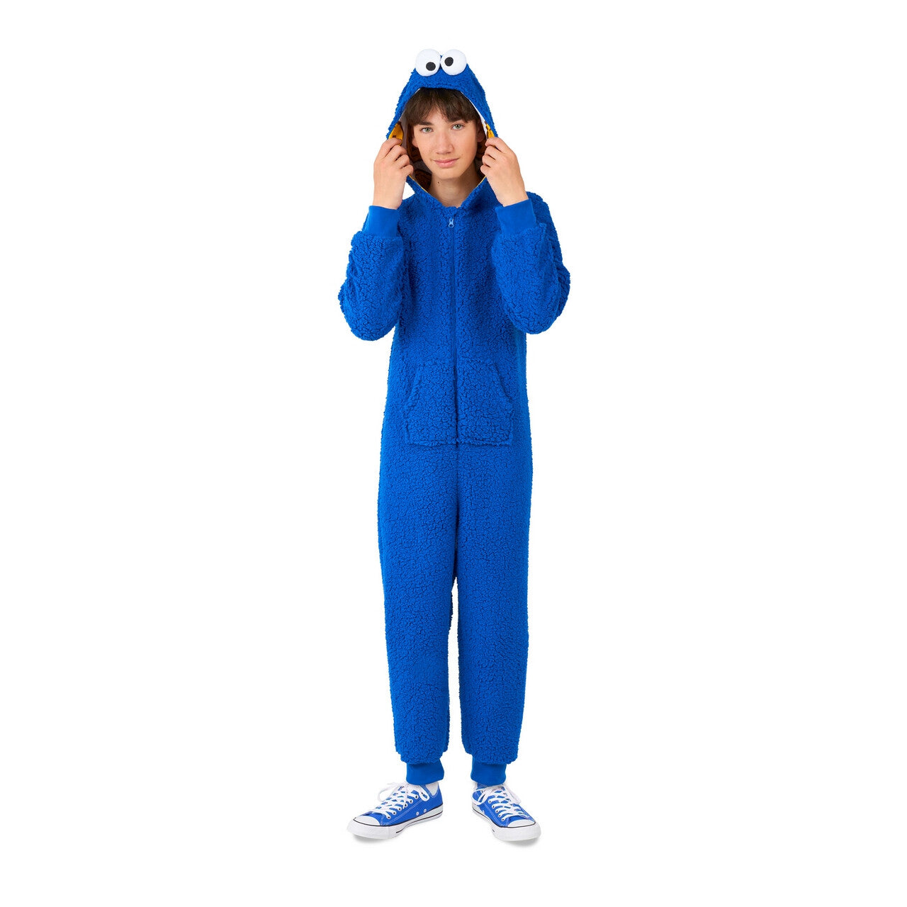 Op deze afbeelding zie je een Kostuums, van het merk Opposuits. Cookie Monster™ Teen Onesie Kind Kostuum