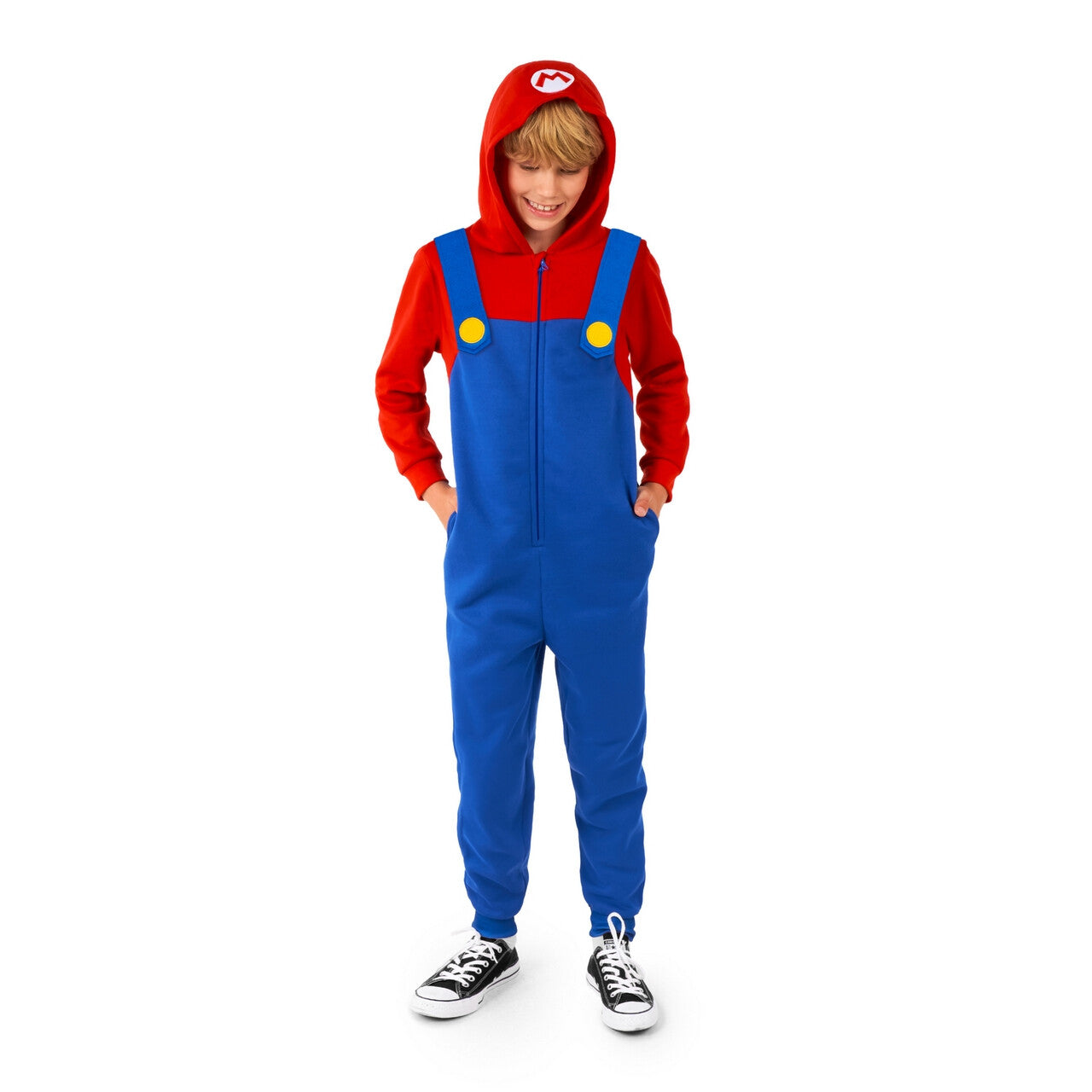 Op deze afbeelding zie je een Kostuums, van het merk Opposuits. Super Mario™ Level Up Teen Jongen Kostuum