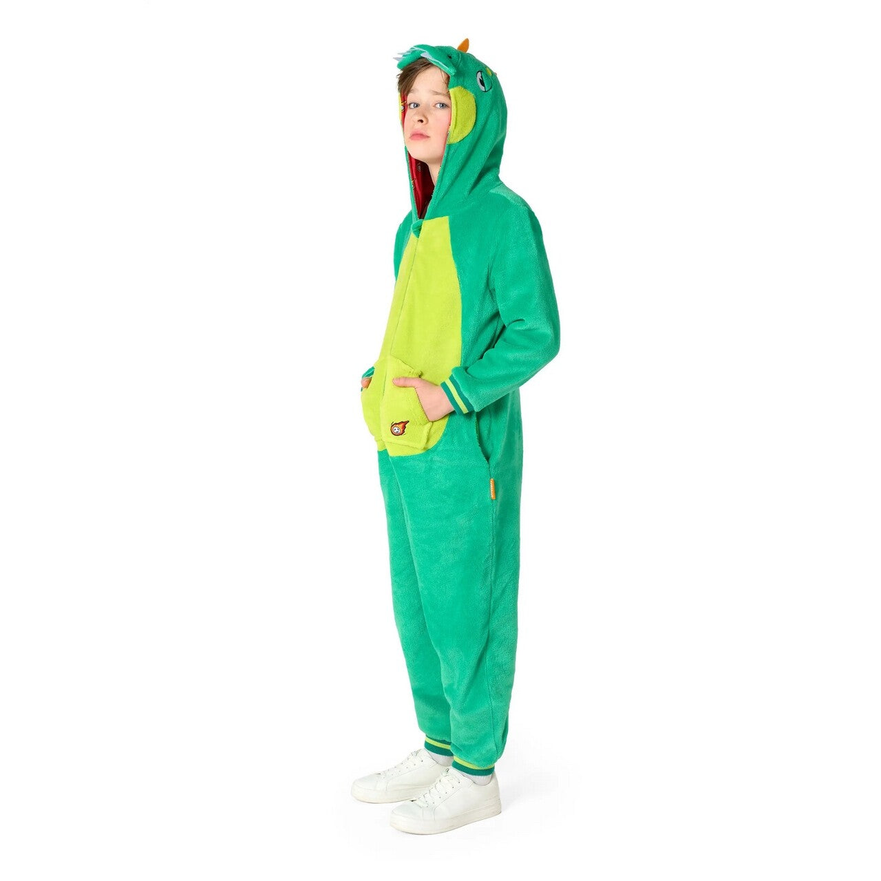 Op deze afbeelding zie je een Kostuums, van het merk Opposuits. No Danger Dino Onesie Kind Kostuum