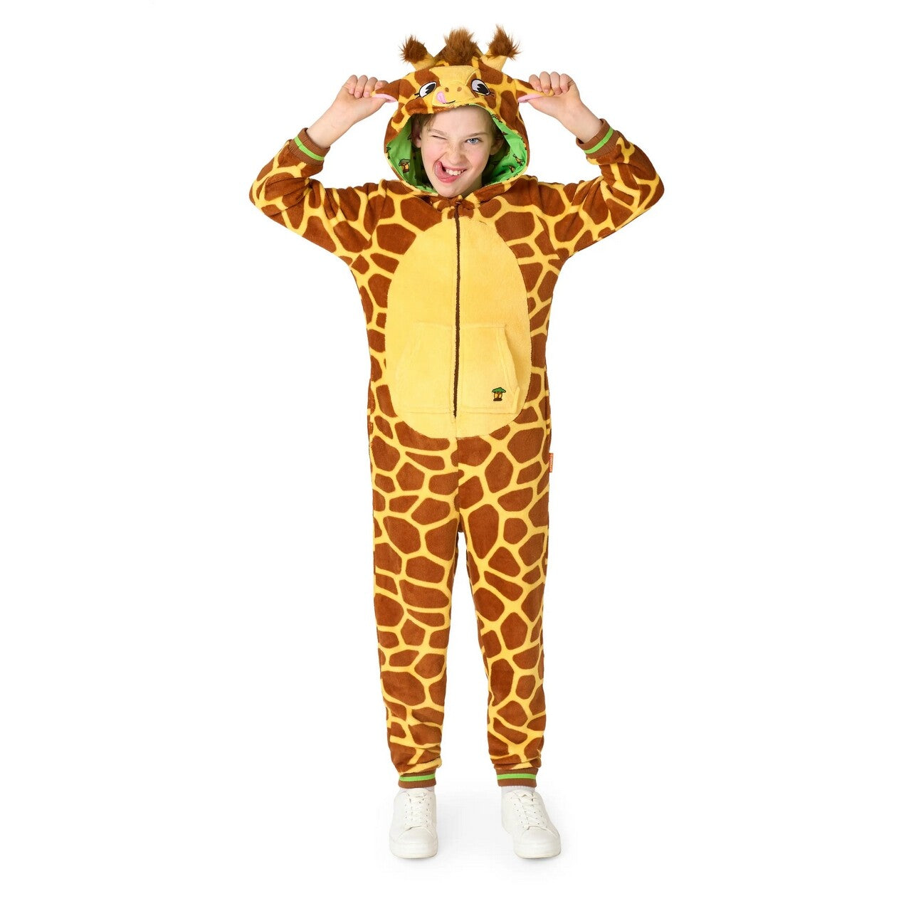 Op deze afbeelding zie je een Kostuums, van het merk Opposuits. Gina Giraffe Onesie Kind Kostuum