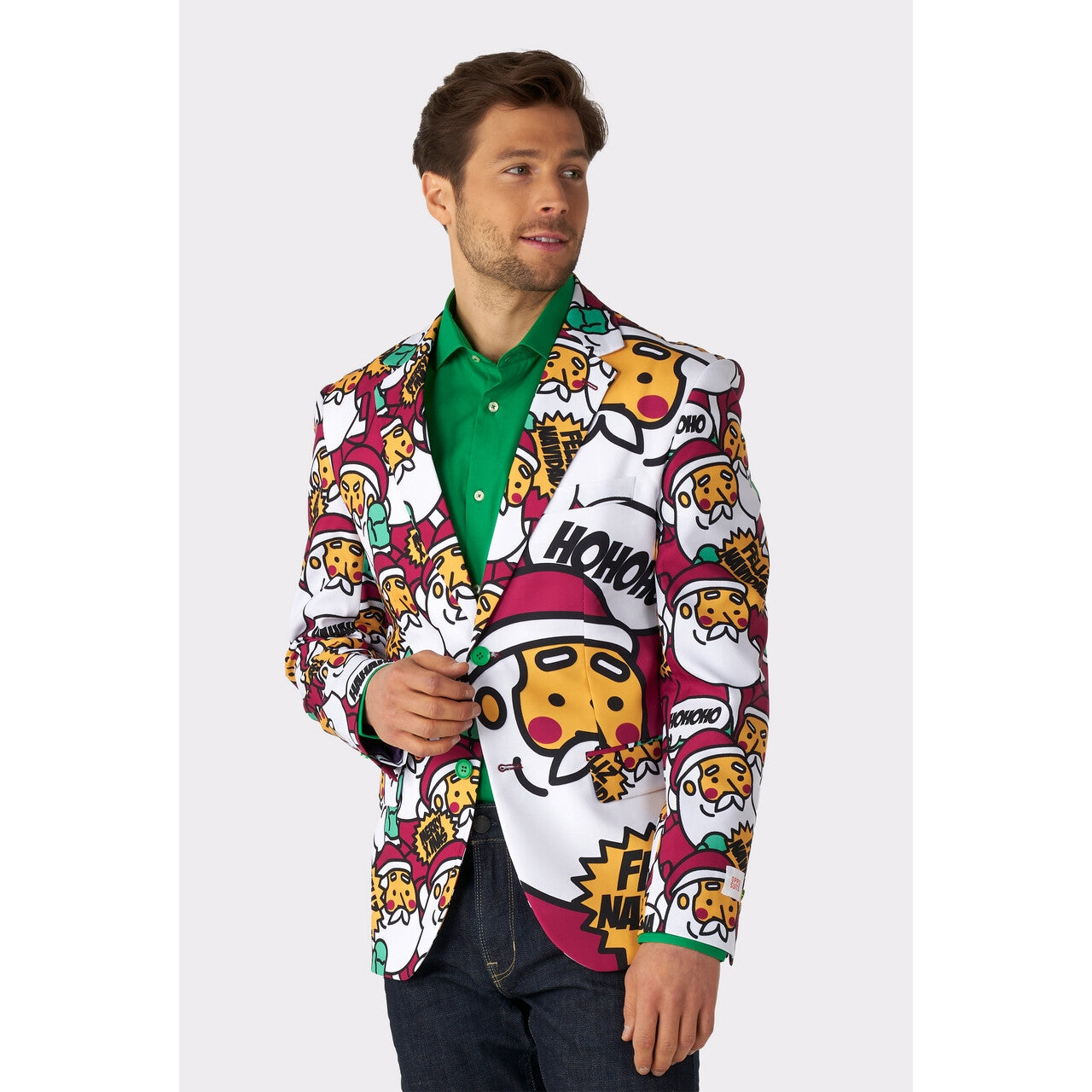 Op deze afbeelding zie je een Kostuums, van het merk Opposuits. Cool Claus Cartoon Colbert Man