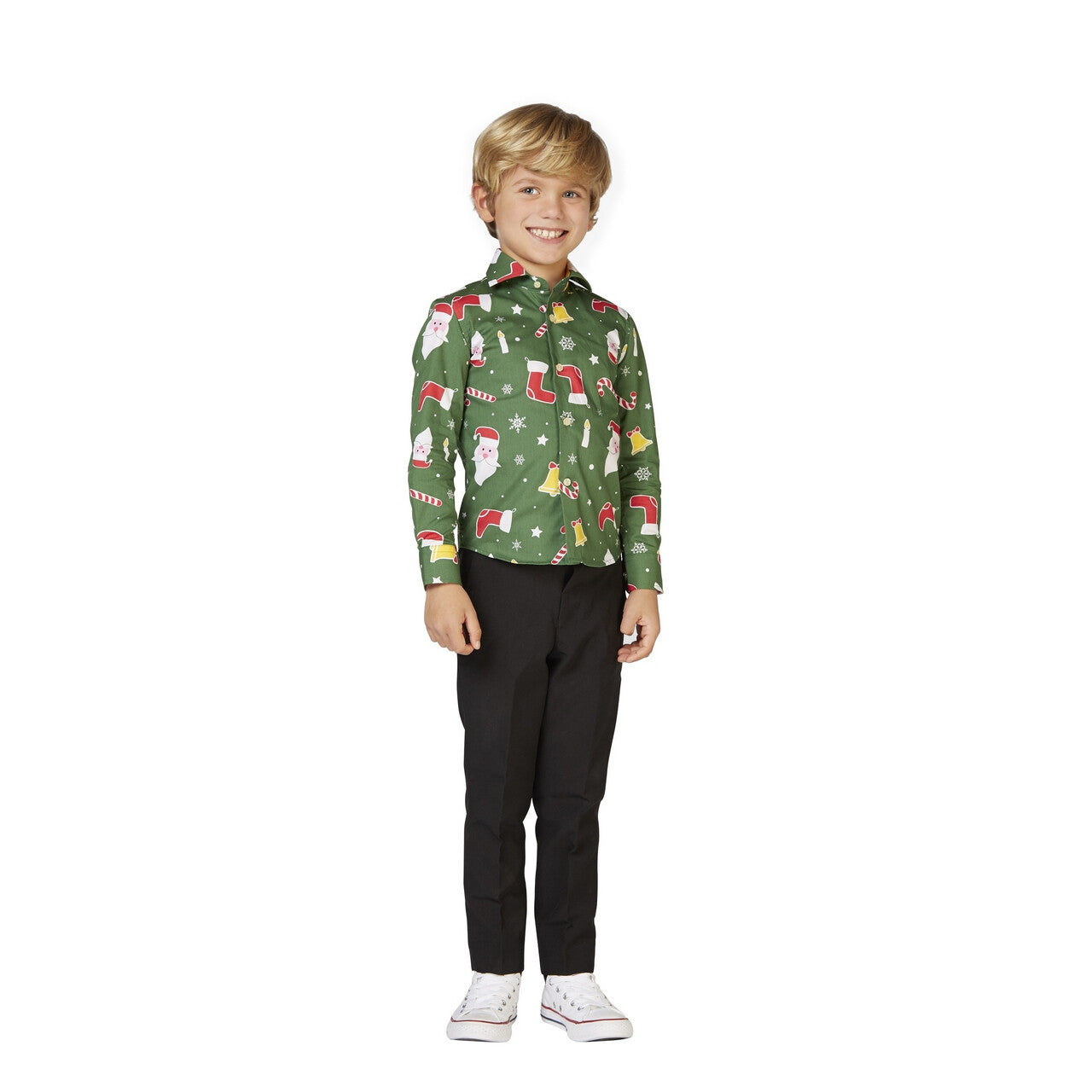 Op deze afbeelding zie je een Kostuums, van het merk Opposuits. Groene Santaboss Blouse Jongen