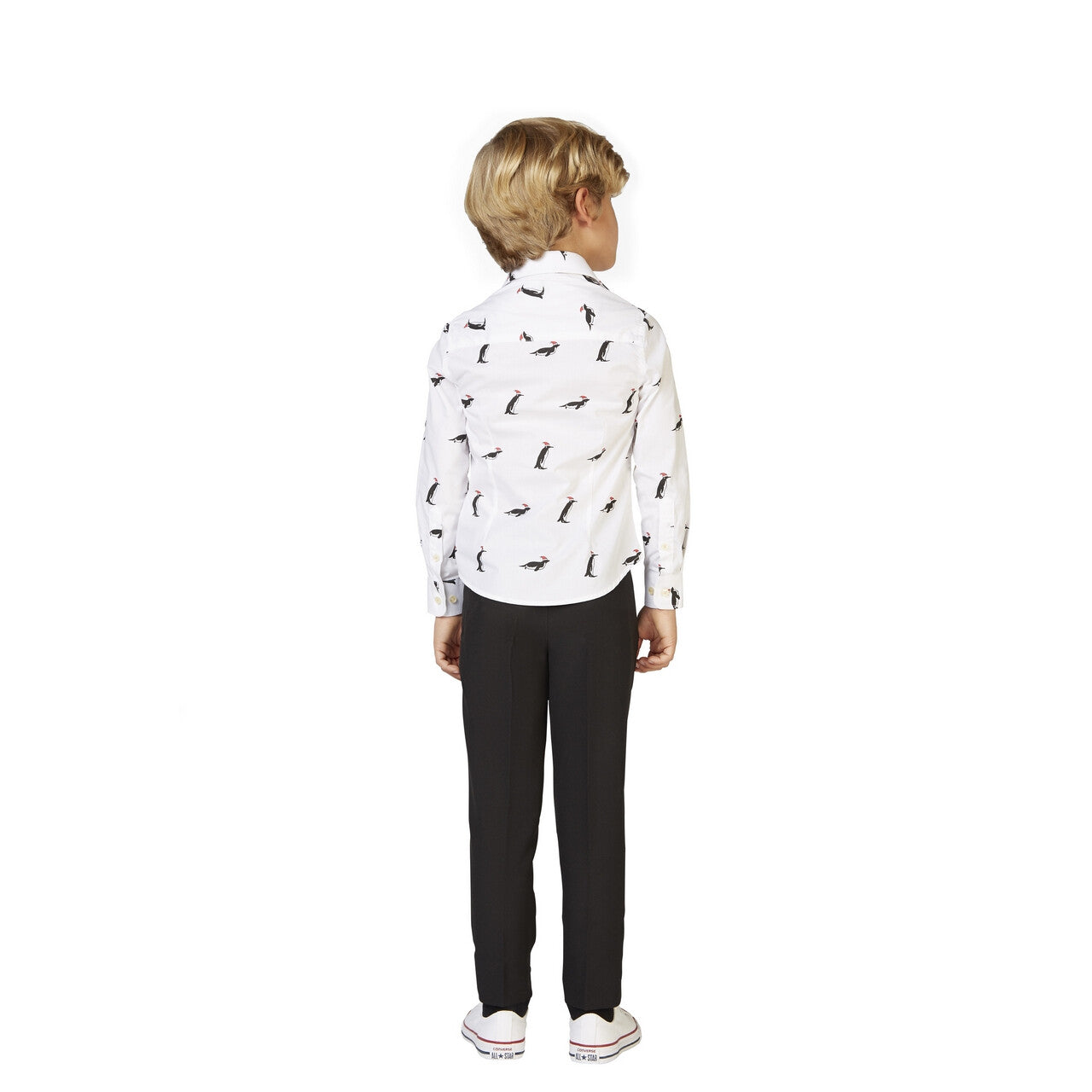 Op deze afbeelding zie je een Kostuums, van het merk Opposuits. Witte Snowy Christmas Penguins Blouse Jongen