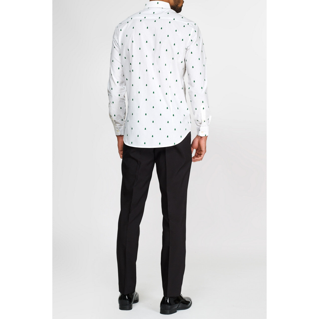 Op deze afbeelding zie je een Kostuums, van het merk Opposuits. Subtiele Kerstbomen Overhemd Wit Met Lange Mouwen Man