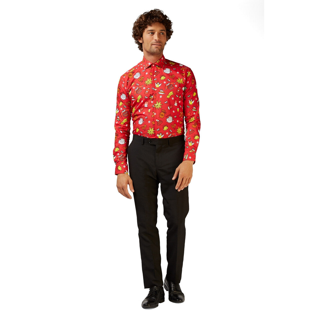 Op deze afbeelding zie je een Kostuums, van het merk Opposuits. Rode All In The Mix Christmas Doodle Blouse Man
