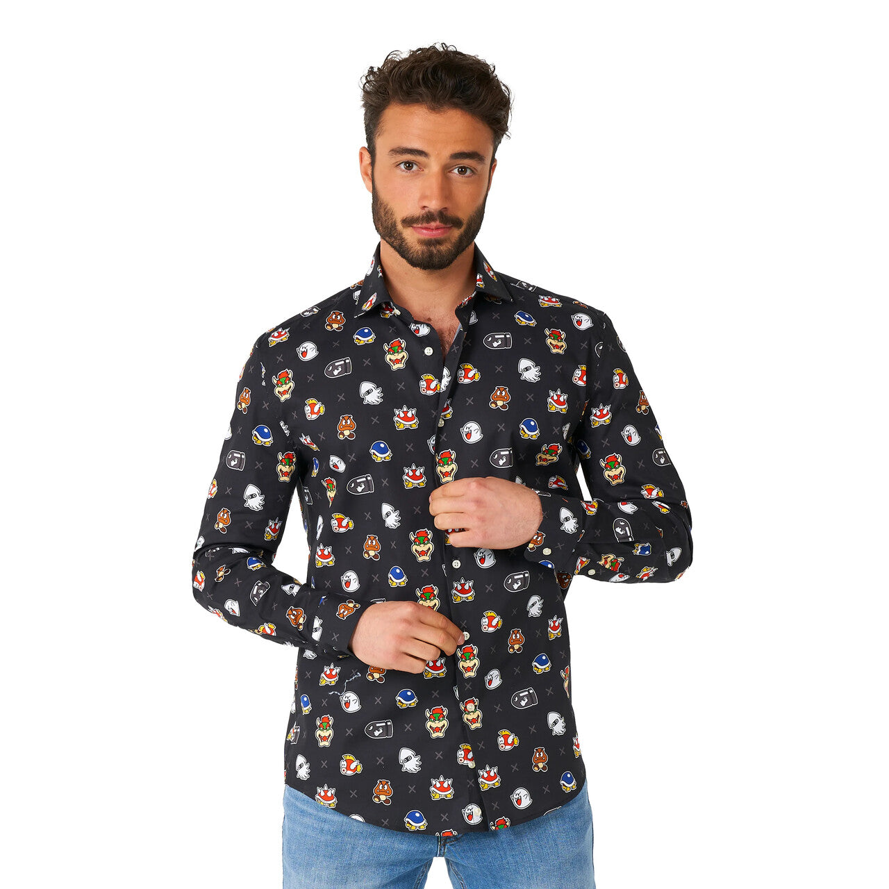 Op deze afbeelding zie je een Kostuums, van het merk Opposuits. Super Mario Bad Guy Blouse Man