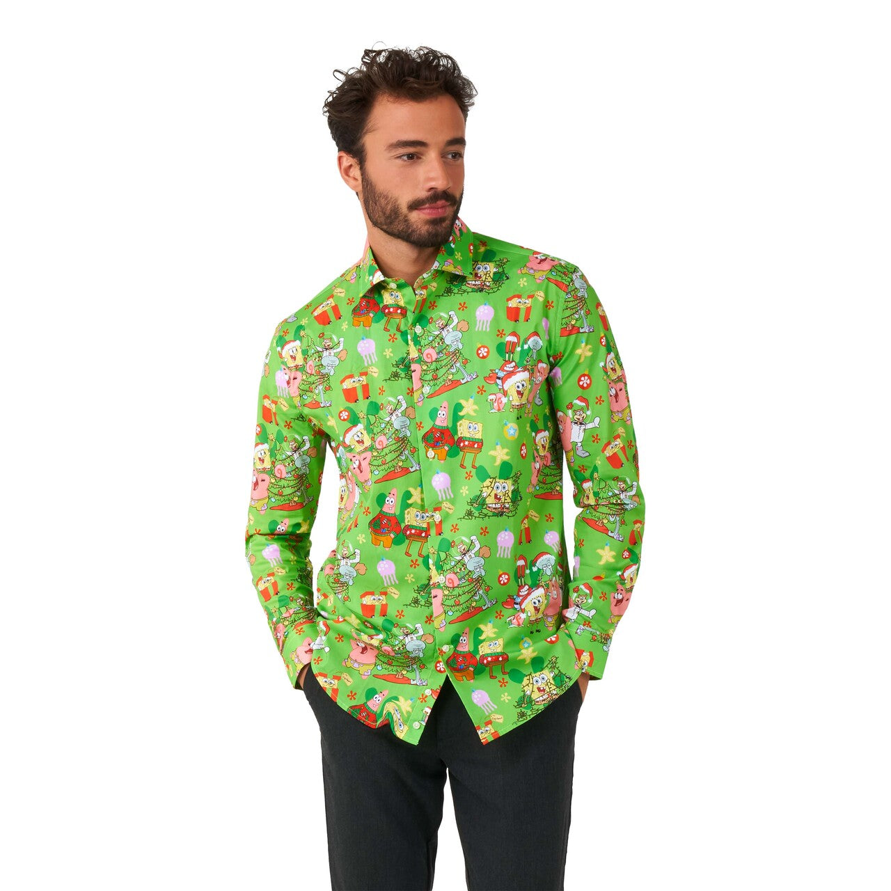 Op deze afbeelding zie je een Kostuums, van het merk Opposuits. Shirt Ls Spongebob™ Christmas Man