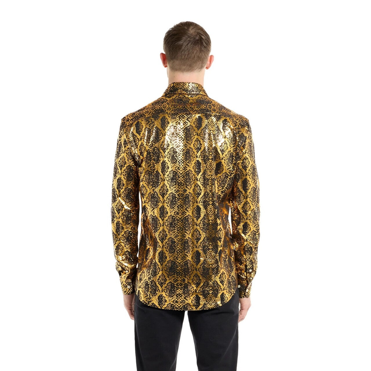 Op deze afbeelding zie je een Kostuums, van het merk Opposuits. Shiny Golden Snake Overhemd Man