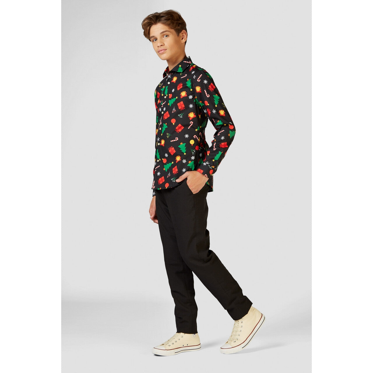 Op deze afbeelding zie je een Kostuums, van het merk Opposuits. Christmas Icons Tree Gifts And Bells Blouse Jongen