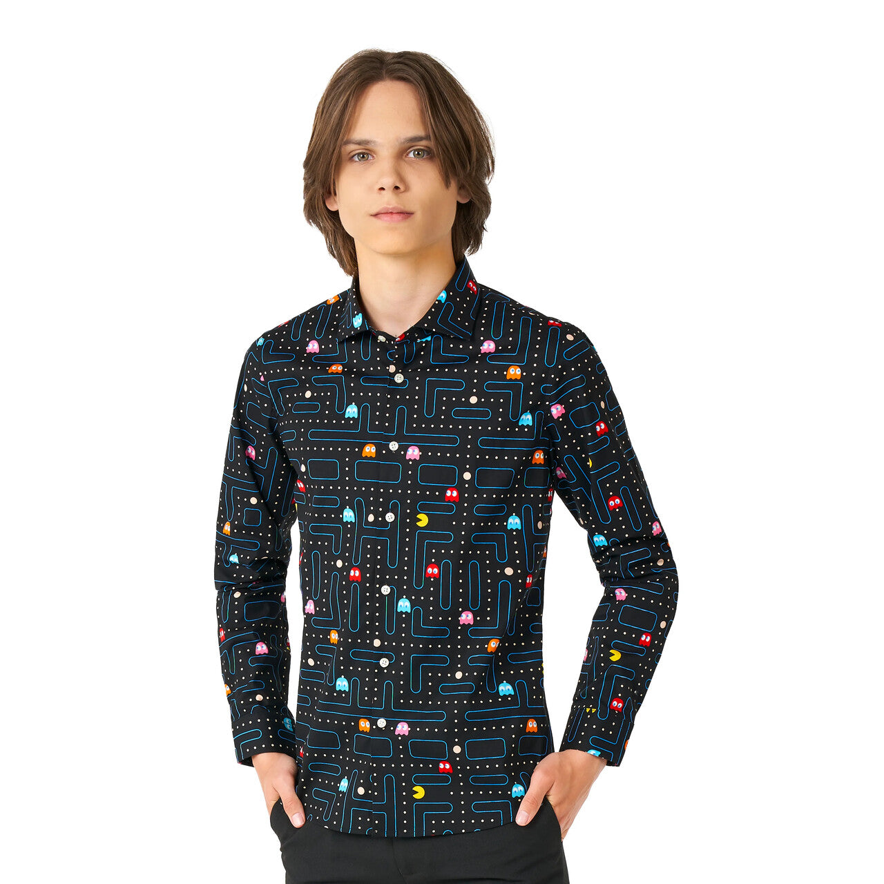 Op deze afbeelding zie je een Kostuums, van het merk Opposuits. Teen Boys Pac Man Doolhof Blouse Jongen