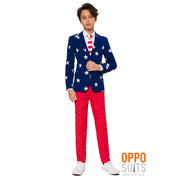 Op deze afbeelding zie je een Kostuums, van het merk Opposuits. Stars & Stripes USA Tiener Jongen Kostuum