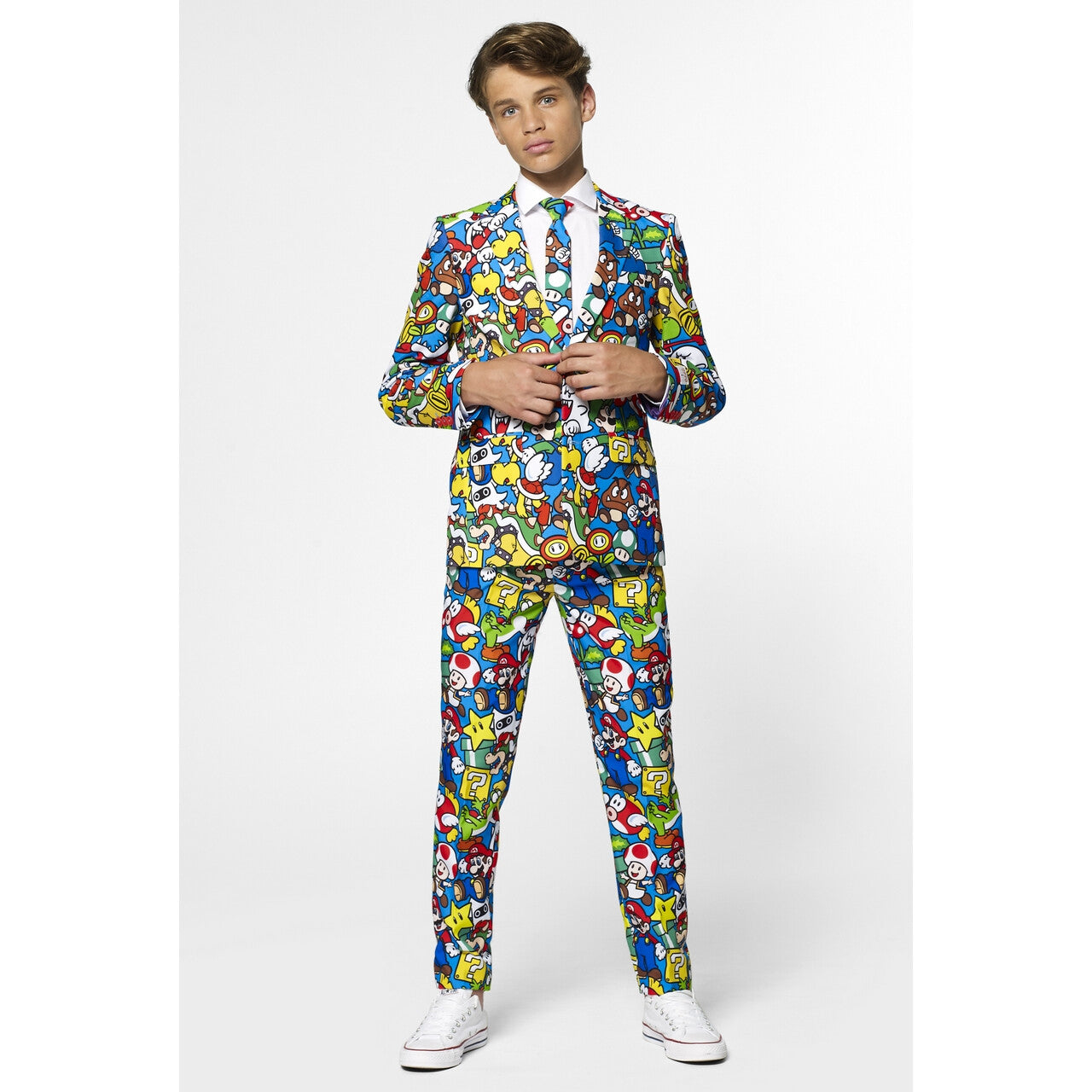 Op deze afbeelding zie je een Kostuums, van het merk Opposuits. Super Mario™ Computerspel Actie Figuren Jongen Kostuum
