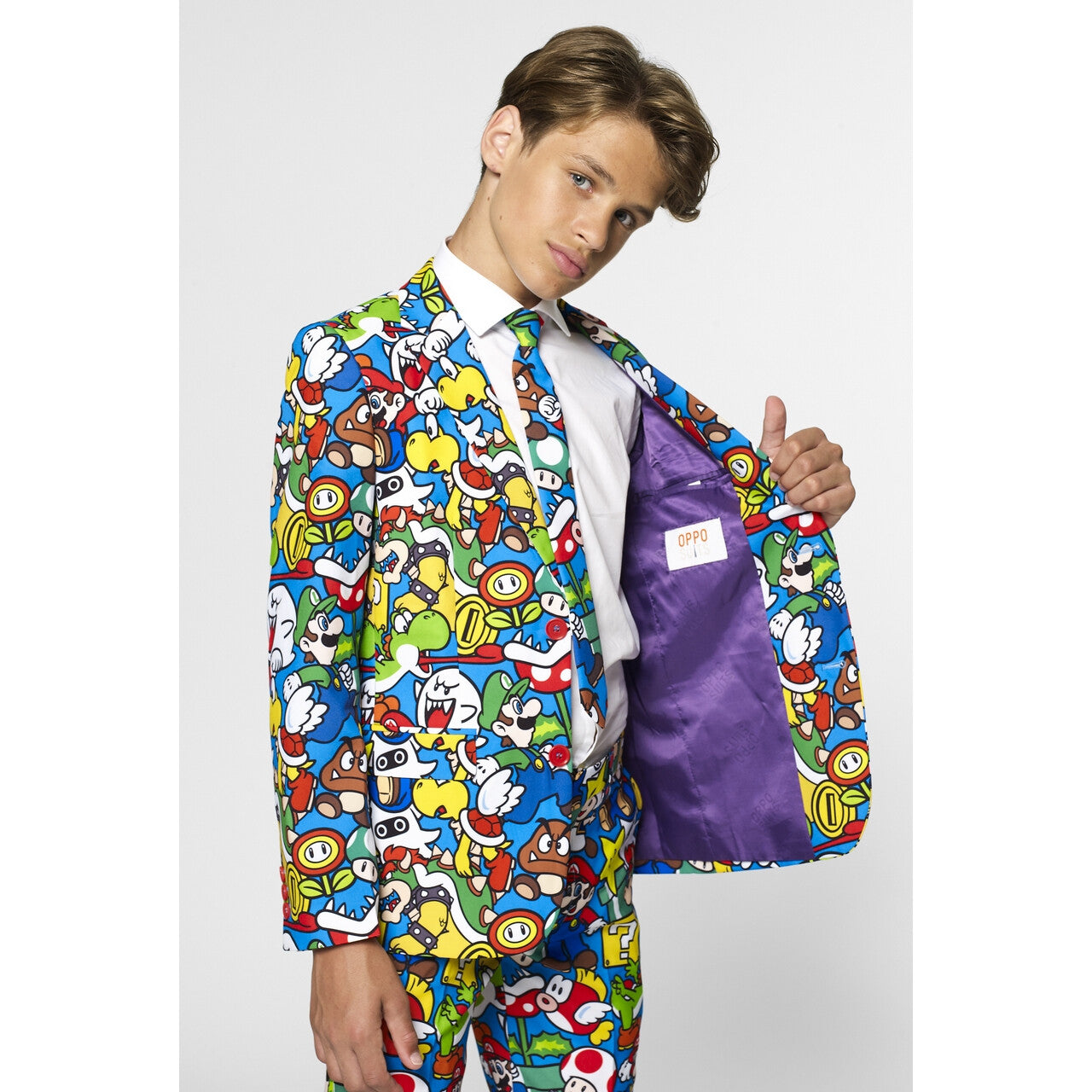 Op deze afbeelding zie je een Kostuums, van het merk Opposuits. Super Mario™ Computerspel Actie Figuren Jongen Kostuum
