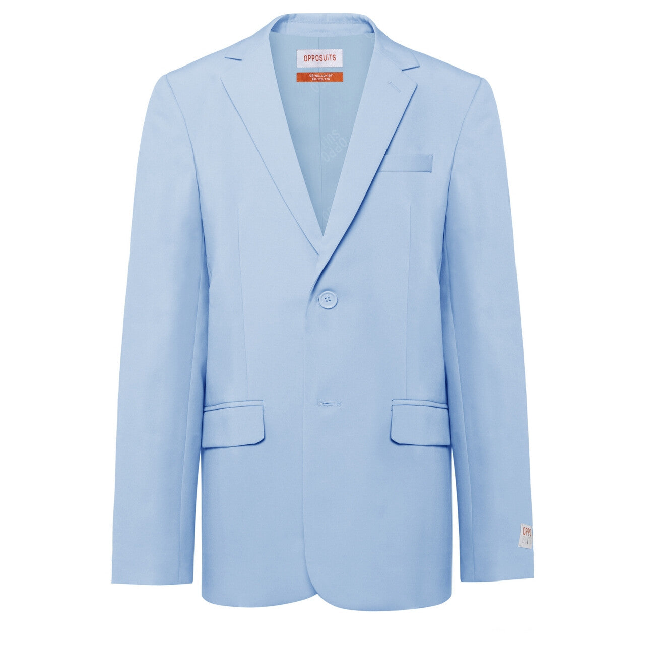 Op deze afbeelding zie je een Kostuums, van het merk Opposuits. Wauw Lichtblauw Past Bij Jou Jongen Kostuum