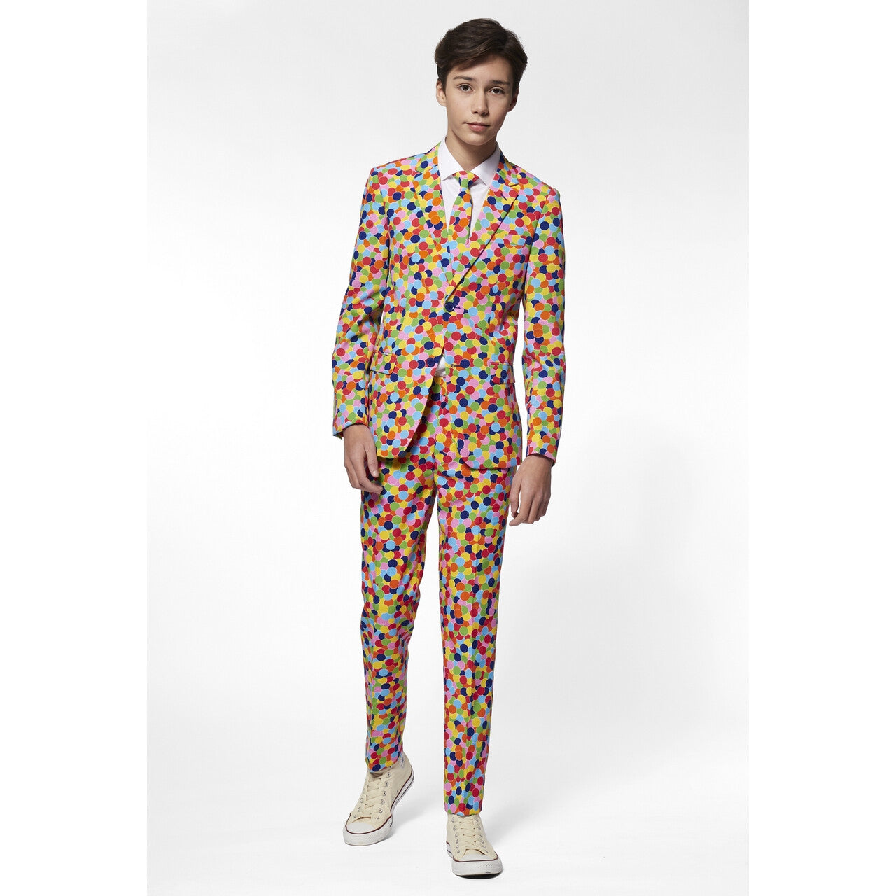 Op deze afbeelding zie je een Kostuums, van het merk Opposuits. Ontplofte Gekleurde Confetti Kanon Jongen Kostuum