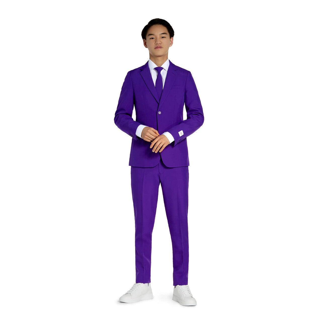 Op deze afbeelding zie je een Kostuums, van het merk Opposuits. Purple Prince Jongen Kostuum
