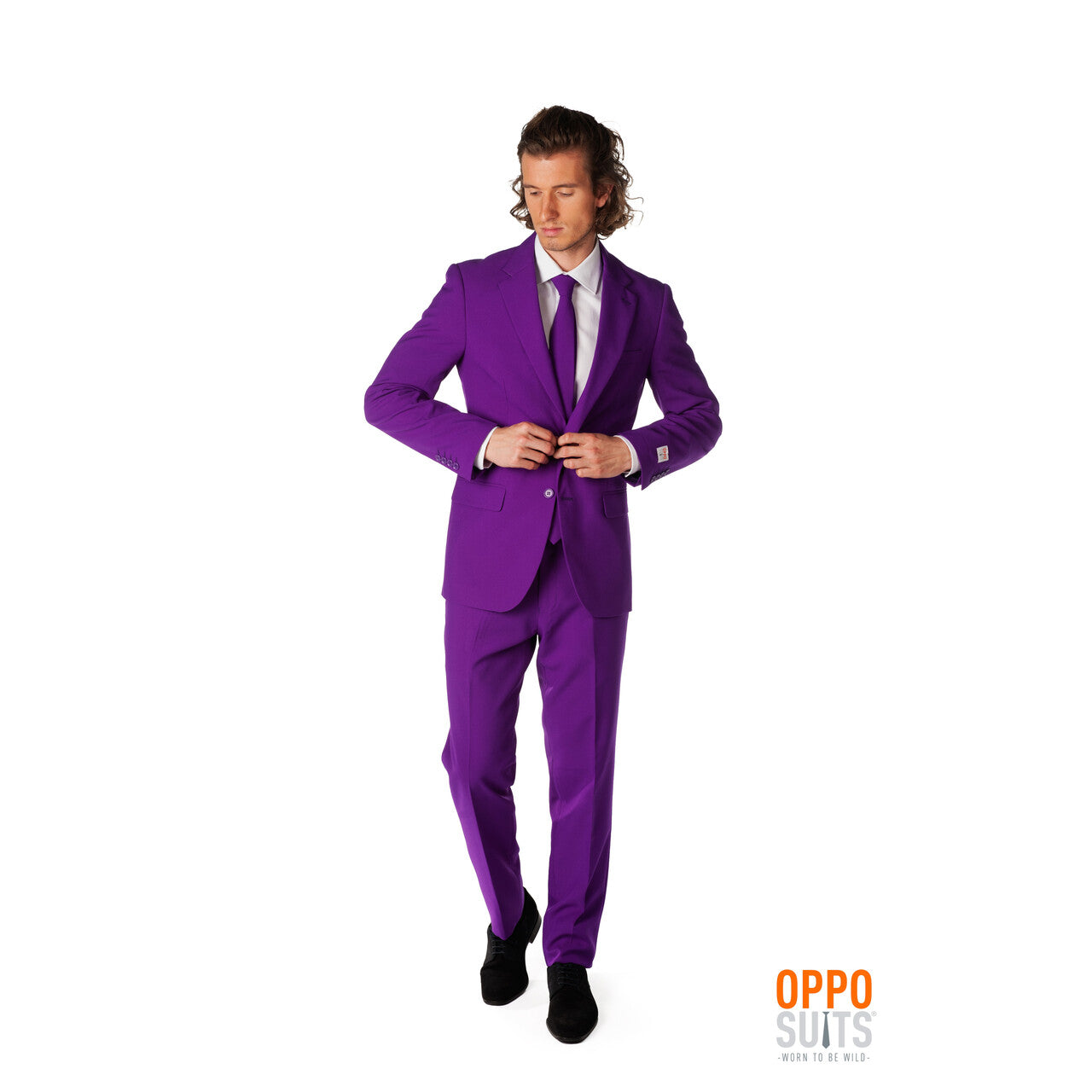 Op deze afbeelding zie je een Kostuums, van het merk Opposuits. Paars Purple Prince Opposuit Kostuum Man