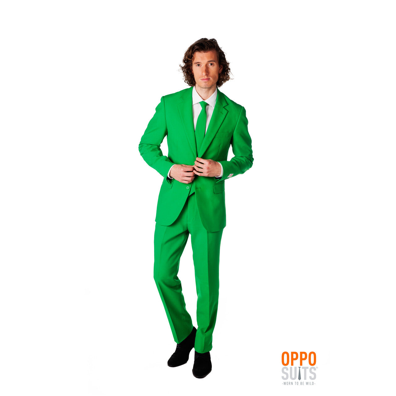 Op deze afbeelding zie je een Kostuums, van het merk Opposuits. Groen Evergreen Opposuit Kostuum Man