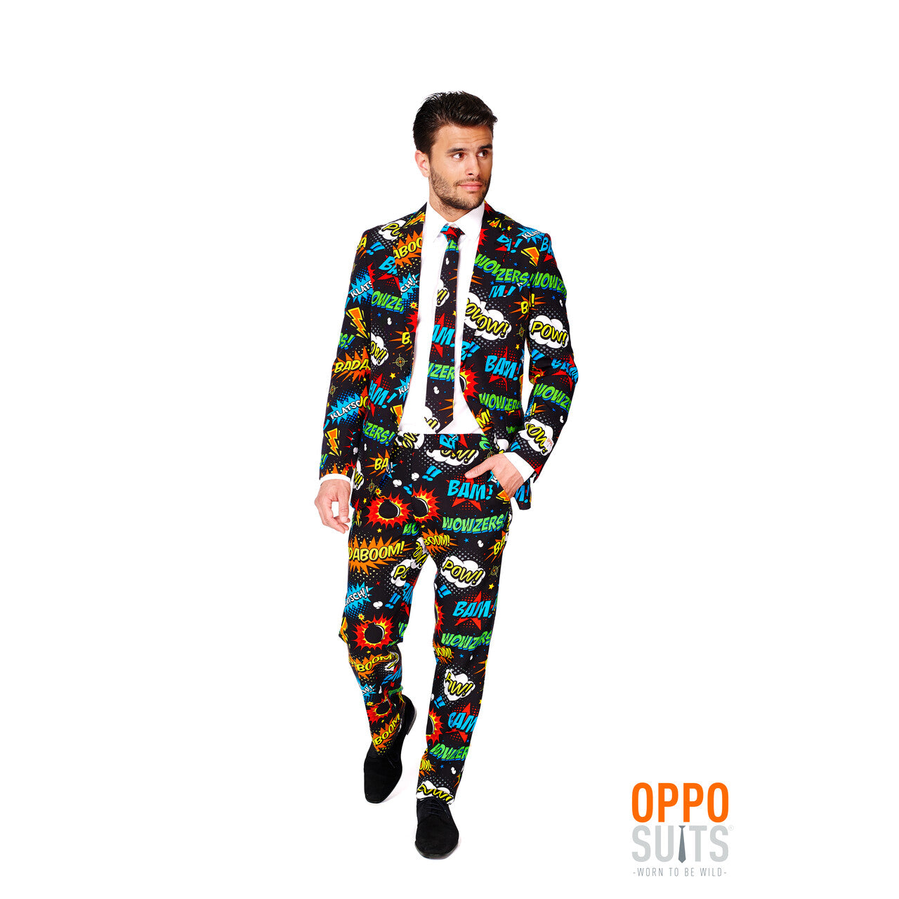 Op deze afbeelding zie je een Kostuums, van het merk Opposuits. Comic Badaboom Opposuit Kostuum Man