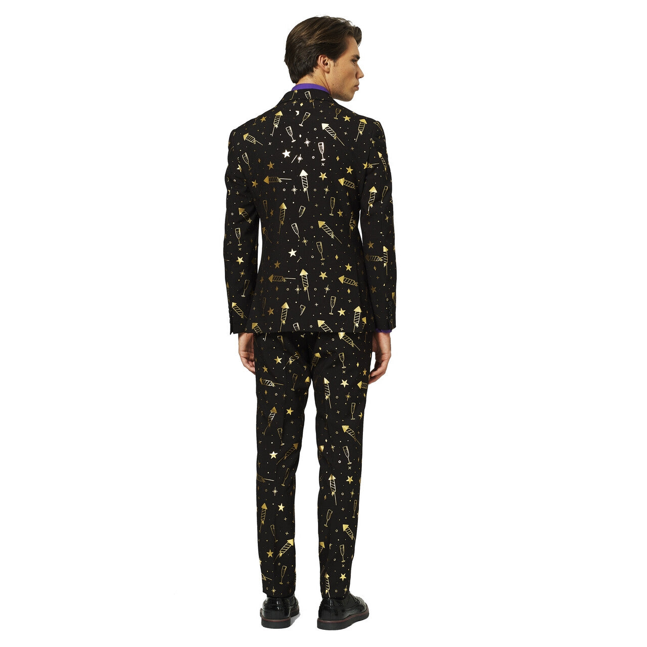 Op deze afbeelding zie je een Kostuums, van het merk Opposuits. Zwart Fancy Fireworks Oud En Nieuw Vuurwerk Kostuum Man