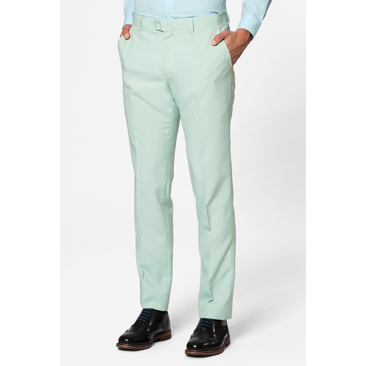 Op deze afbeelding zie je een Kostuums, van het merk Opposuits. Helemaal Lichtgroen Magic Mint Man Kostuum