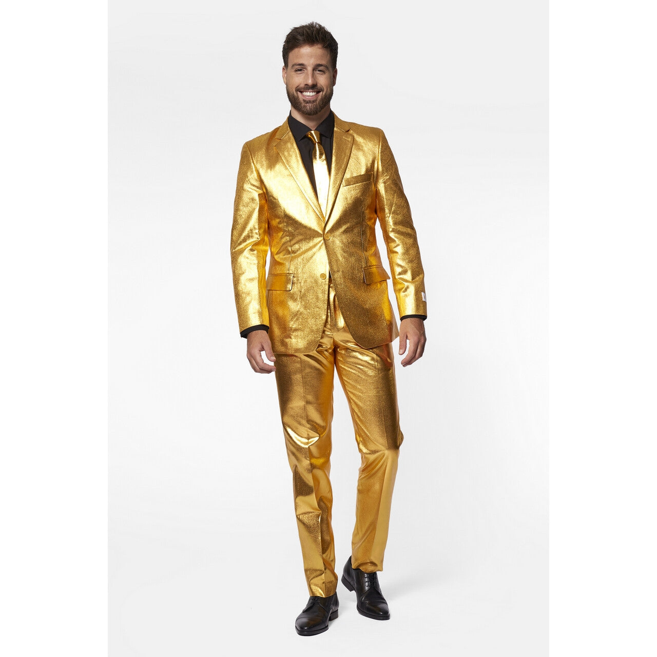 Op deze afbeelding zie je een Kostuums, van het merk Opposuits. Disco Fout In Goud Man Kostuum