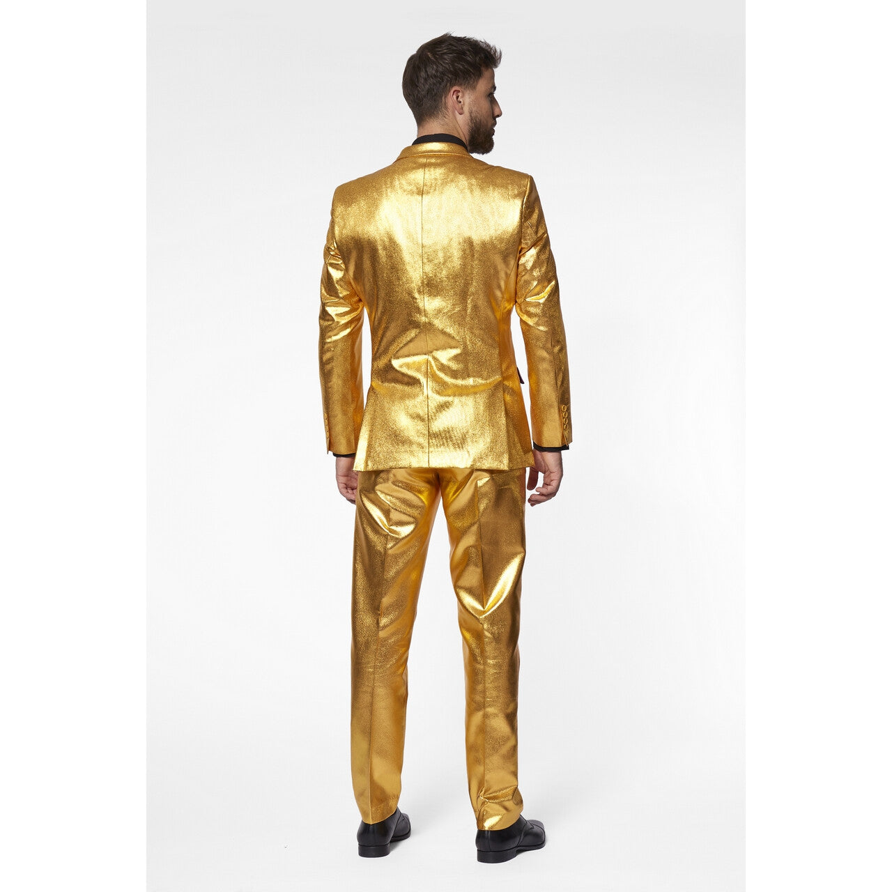 Op deze afbeelding zie je een Kostuums, van het merk Opposuits. Disco Fout In Goud Man Kostuum