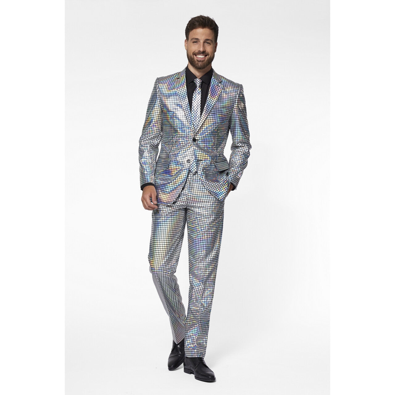 Op deze afbeelding zie je een Kostuums, van het merk Opposuits. Duizelingwekkende Discoballer Man Kostuum