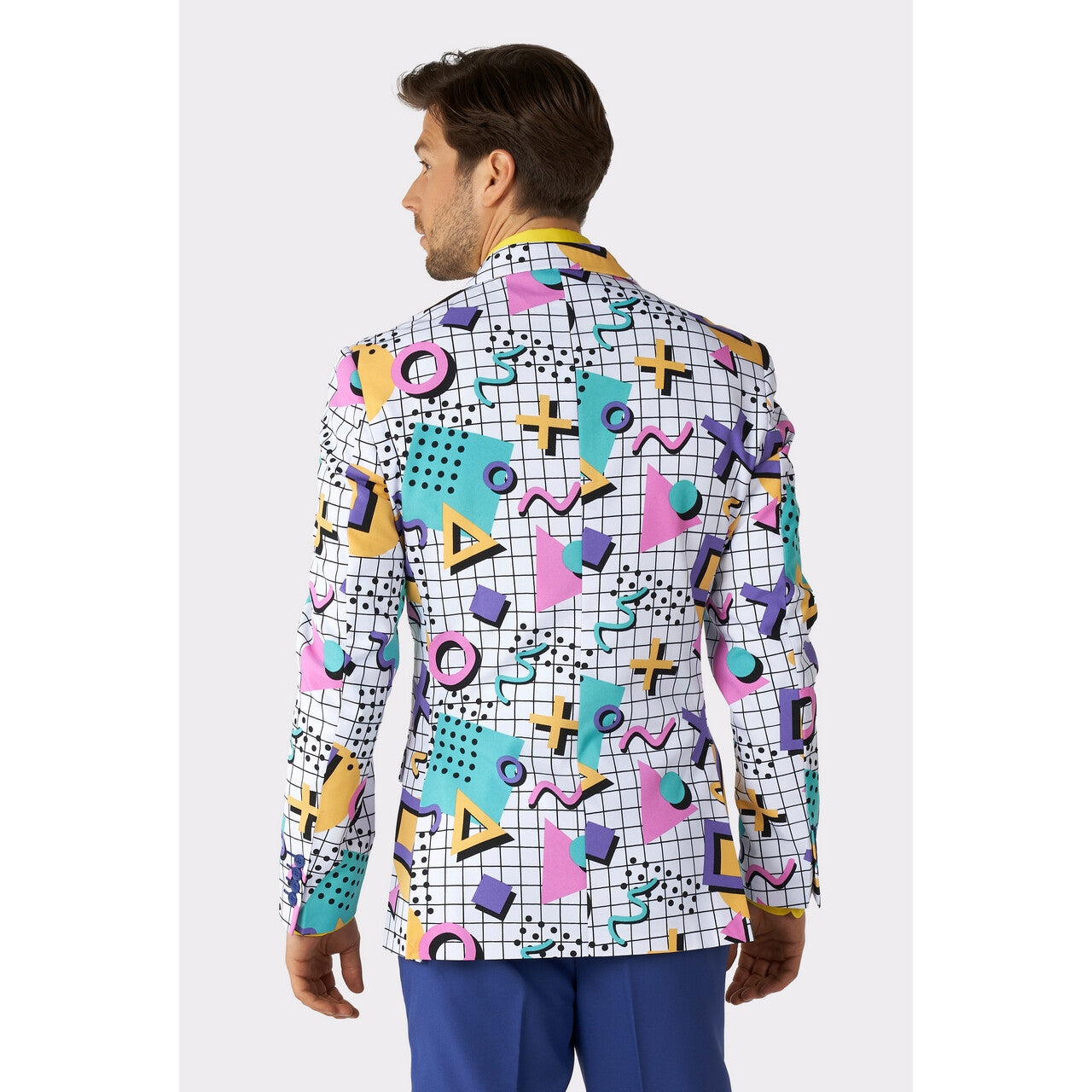 Op deze afbeelding zie je een Kostuums, van het merk Opposuits. 90s Memphis Master Saved By The Bell Opposuit Man Kostuum